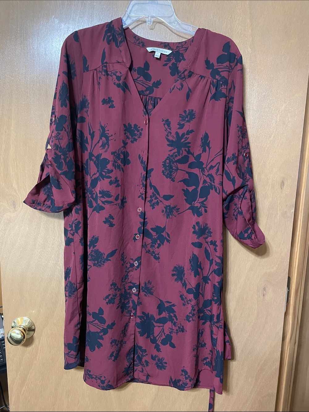 41 Hawthorn Burgundy Tunic with Black Floral Print